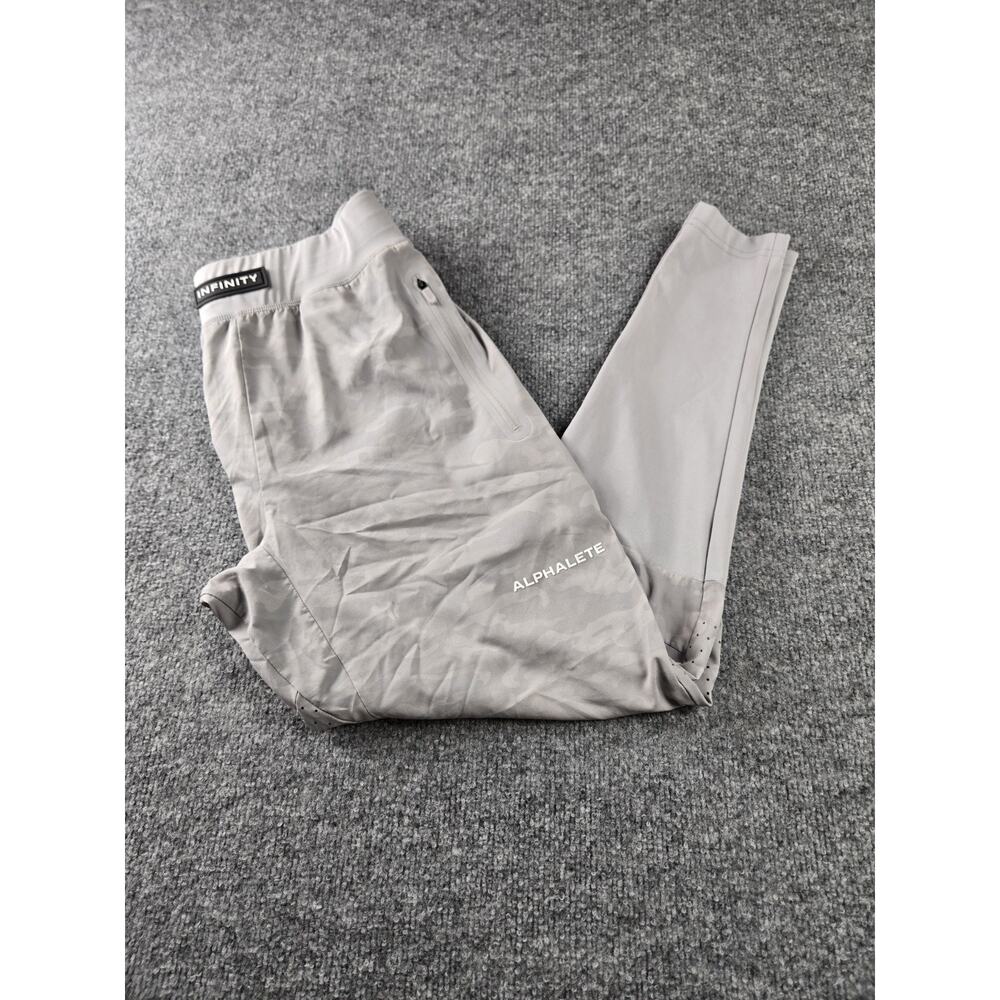 Alphalete Infinity Jogger Tech Pants Men Medium Gray Camo Pockets Vents #398